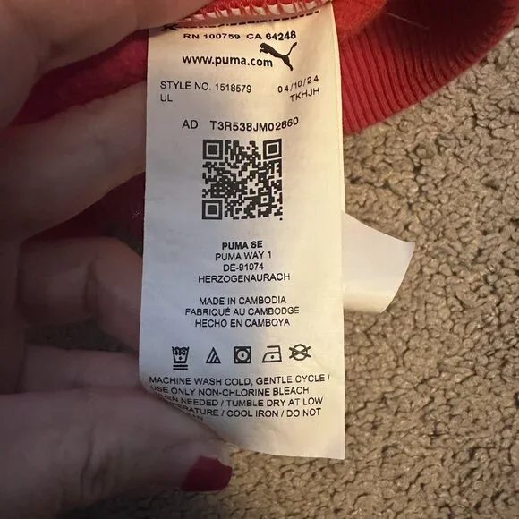 Puma Sweatshirt And Pants Set Boys Size XS (5/6) Red Hoodie & Black Joggers - Picture 6 of 11